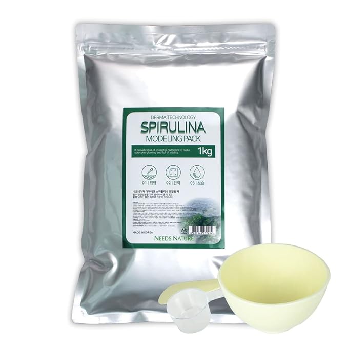 Modeling Mask with Spirulina for Face – NEEDS NATURE | Firming & Calming Peel-Off Rubber Mask | Korean Skincare | Home Spa Treatment | 1000g Powder Pack with Mixing Tools