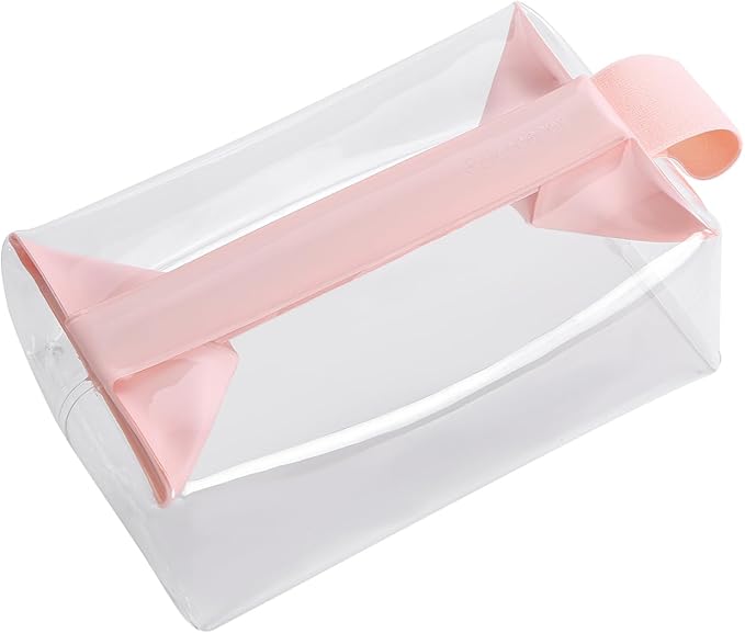 Clear Travel Toiletry Bag with Magnetic Closure, Makeup Bag for Women and Men, Cosmetic Bag for Travel (Pink)