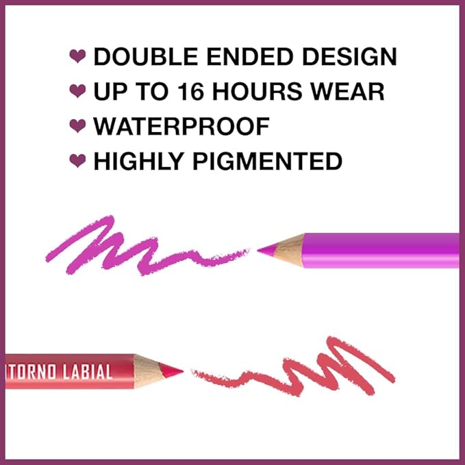 Dual-Ended Crayon Matte Lip Liner Pencil Waterproof Long-Lasting Lip Liner & Lipstick – Pink Purple & Magenta – Smudge-Proof, Hydrating, High Pigment Lip Contour Pen for Flawless Lip Makeup 05#