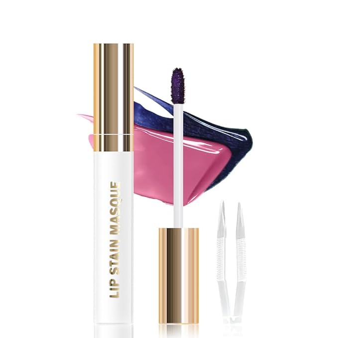 JUAAZIN Peel Off Lip Stain Tattoo with Tweezer - Toffee Rose Matte Lip Tint, Long Lasting Waterproof Transfer-Proof Lip Stain, Cruelty-Free Lip Masque for All Skin Types, Valentine's Day Gift 02#