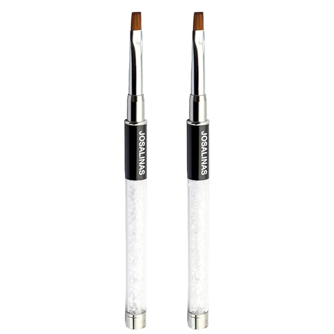 JOSALINAS Nail Brushes Art Pen 2PCS, Gel Polish Painting Tools with Nail Extension Gel Builder, Salon at Home DIY Manicure (Black-Flat#6)