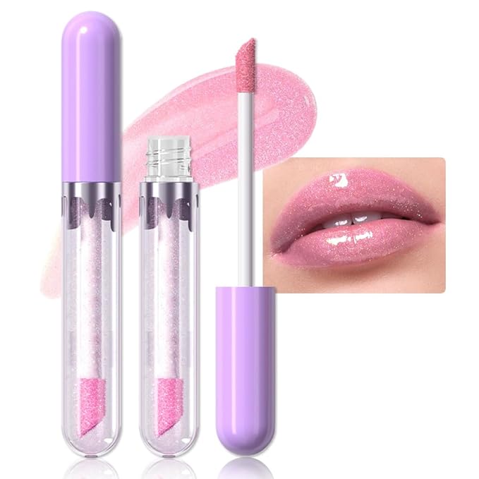 Hxssll Glitter Liquid Lip Gloss,Orchid Shimmer Lipstick, Waterproof Shimmer Lip Stain Lip Glaze, High Shine Long Lasting Shiny Lip Color Makeup 15#
