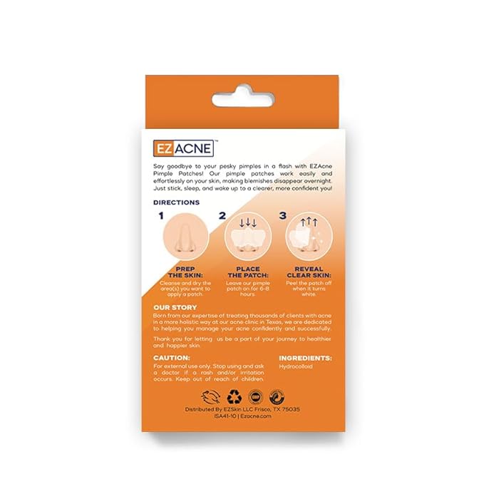 EZACNE™ Pimple Patches for Nose – Hydrocolloid Nose Pimple Patches for Zits, Blemishes & Excess Oil – Overnight Pore & Whitehead Nose Strips (12 Count)
