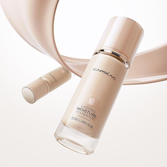 CARSLAN Lasting Moisture Foundation, 24H Longlasting Medium Coverage Dewy Finish Face Makeup, Poreless, Lightweight, Hydrating Liquid Foundation For Dry Skin, M02