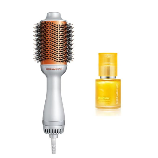 SHEGLAM 4-in-1 Hot Air Brush & 24K 10-in-1 Shine Hair Oil