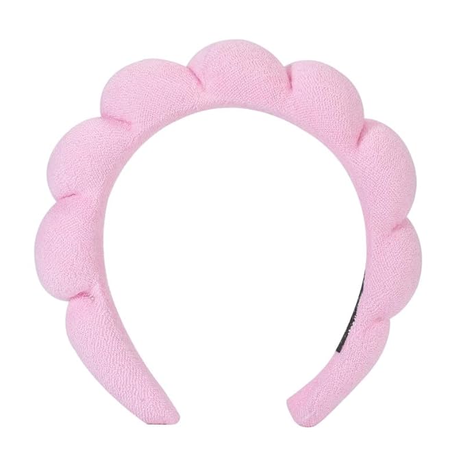 OCTAZI Soft Puffy Headband for Washing Face – Terry Cloth Skincare & Makeup Removal Hair Band for Women & Girls | Non-Slip Bubble Spa Headbands for Facial, Exfoliating, Bath & Beauty Routine