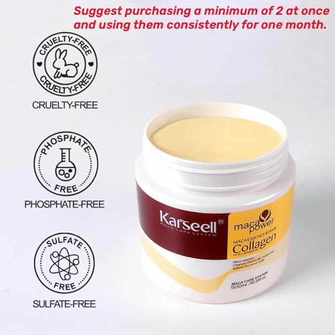 Karseell Collagen Hair Mask Deep Conditioning With Argan Oil For Dry, Damaged Hair, Frizz, 16.9 Oz