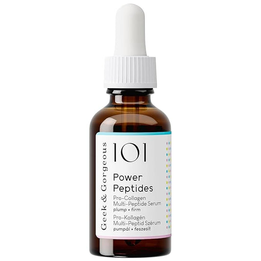 Geek & Gorgeous Power Peptides Serum, Multi-Peptide Face Serum for Firm, Smooth-Looking Skin, Supports Skin Elasticity, Lightweight skin-revitalizing Formula, 1 fl oz
