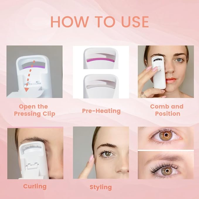 BEOVEA Heated Eyelash Curler – Fast 8-Second Heat for Long-Lasting Curls – Portable Rechargeable Heated Lash Curler, Safe & Effective Eyelash Curlers for All-Day Volume and Lift
