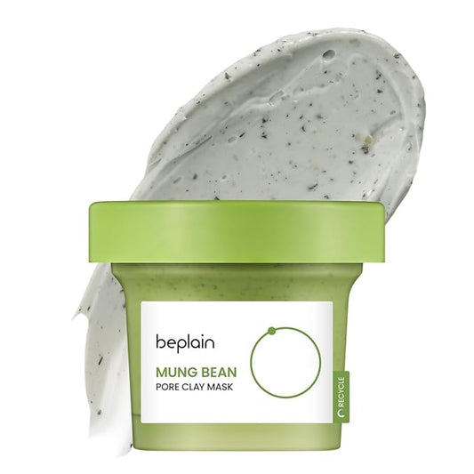 beplain Mung Bean Pore Clay mask (4.05 fl oz /120ml) | Fragrance-Free | Wash Off Mask for Blackhead & Whitehead Care | Quick 3 Minute to Gently Cleanse, Exfoliate and Tighten Pores | Korean Skincare