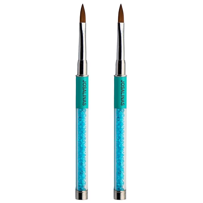 JOSALINAS Nail Brushes Art Pen 2PCS, Gel Polish Painting Tools with Nail Extension Gel Builder, Salon at Home DIY Manicure (Green-Hair#12)