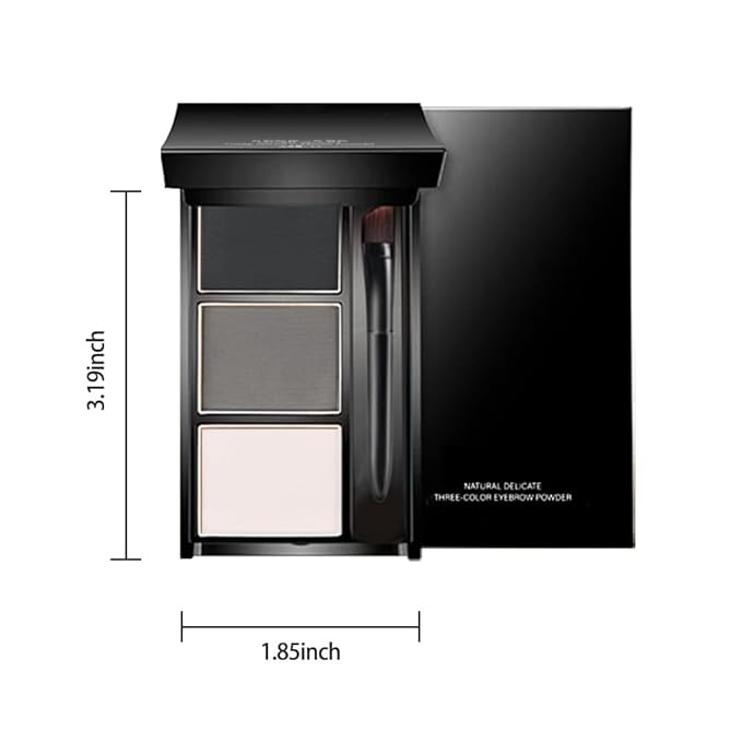 Eye Brow Powder Palette with Mirror for Women, Taupe Gray Eyebrow Kit with Brush, Long-Lasting 3 Colors Brow Palette, Filler for Full, Defined Natural Brows Shaping (01)