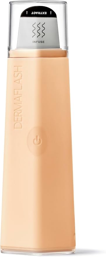 DERMAFLASH DERMAPORE+ Skin Care Device, Ultrasonic 2-in-1 Pore Extractor and Serum Infuser, Peach Fuzz