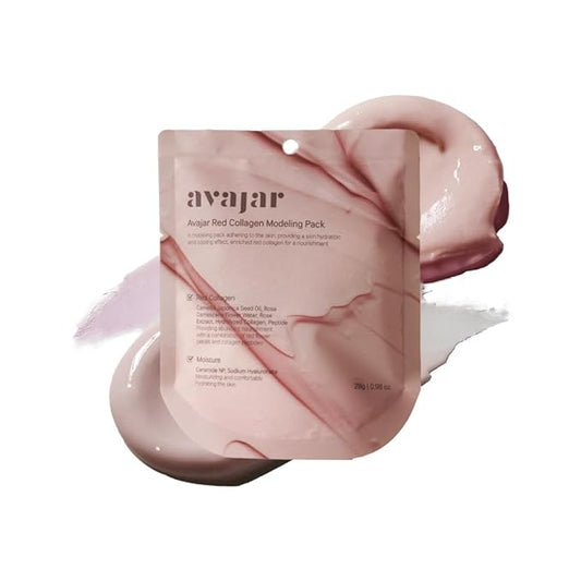 Avajar Red Collagen Modeling Pack | Hydrating Jelly Mask For Skin Pore Tightening & Lifting | Refreshing Peel-Off Mask | Collagen & Diatomaceous Earth, Ceramide | 0.98 oz