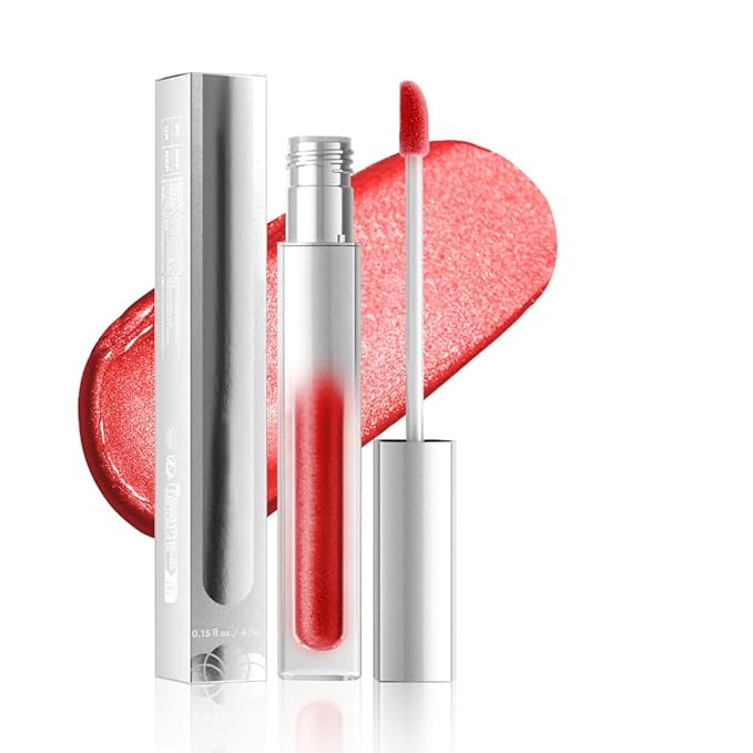 Hxssll Pearlescent Metallic Lip Gloss & Liquid Eyeshadow 2-in-1, Long Lasting Waterproof Glitter Lipstick, Shimmer Lip Color, High Pigment Metallic Glitter Eyeshadow Makeup for Women 04