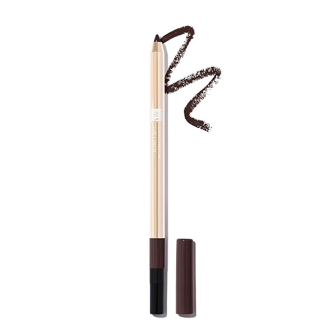 MAKE Beauty Continuum Lip Liner – Long Lasting Creamy Liner with Velvet Matte Finish – Includes Built-In Sharpener and Blending Brush – Highly Pigmented Dark Brown Lip Color – Shade, Quantum