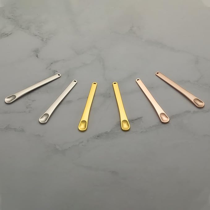 Tekson Metal Cosmetic Skincare Spatula, Mini Mask facial Reusable Scoop, Makeup Beauty Spoons for Cream, Lotions, Moisturizers (Rose Gold, Gold, Silver) (long size)