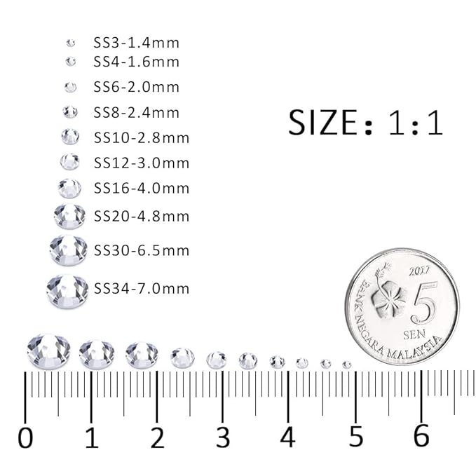 1440Pcs White Crystal Rhinestones,Glass Flatback Rhinestones Gemstones for Nail Face Makeup Art Crafts Clothes Decoration -(SS20,4.8mm,White)