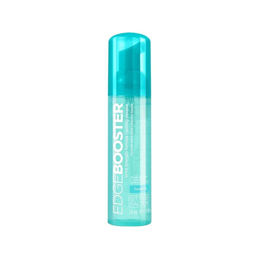 Style Factor EDGE BOOSTER Extra Strength Setting Mousse Travel Size – Frizz Control, Extra Volume, and Conditioning – 2.5oz Turquenite Mousse for Curly Hair