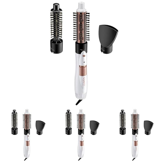 Conair Double Ceramic 3-in-1 Hot Air Brush, 1000W, Interchangeable 1¼" Thermal & ¾” Boar Bristle Attachments for Voluminous Curls & Straight Styles, Hot Air Brush for Fine & Thick Hair (Pack of 4)