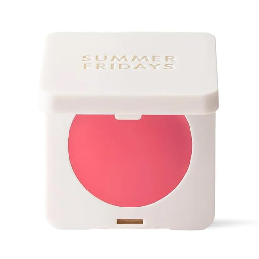 Summer Fridays Blush Butter Balm - Skincare-Infused Hydrating Cream Blush with Hyaluronic Acid, Ceramides, & Shea Butter for a Dewy Flush of Color - Cheek and Lip Tint - Pink Sunset (0.14 Oz)