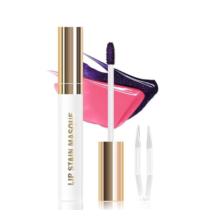JUAAZIN Peel Off Lip Stain Tattoo with Tweezer - Cool Rose Matte Lip Tint, Long Lasting Waterproof Transfer-Proof Liquid Lip Stain, Cruelty-Free Lip Masque for All Skin Types, Valentine's Day Gift 11#