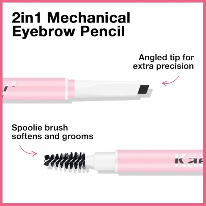 3Pcs Waterproof Eyebrow Pencil, Professional Makeup Micro Brow Pencil, Double-ended ultra-fine eyebrow pencil, Ultra-Fine Mechanical Pencil (3, 01#Ebony)