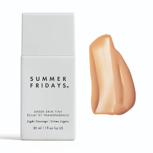 Summer Fridays Sheer Skin Tint - Tinted Moisturizer with Hyaluronic Acid - Helps Diminish Uneven Skin Tone - Sheer to Light Coverage - Shade 2.5 - Light with Cool Peach Undertones (1 Fl Oz)