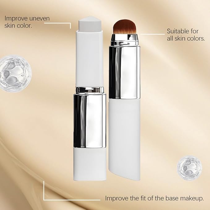 2026 New Double-Headed Foundation Stick, Lightweight Color-Changing Formula with Microfine Soft Bristle Brush, Cream Concealer Makeup (Lvory)