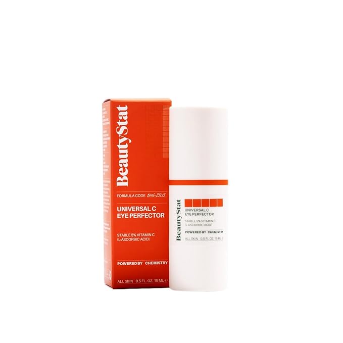 BeautyStat Universal C Eye Perfector Cream - Hydrate, Firm & Lift with Vitamin C, Hyaluronic Acid & Green Tea Extract, Fragrance-Free for Dark Circles & Puffiness Reduction (Duo, 30 ml)