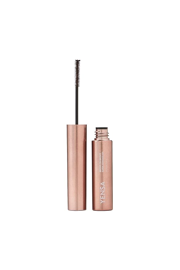 YENSA Brows On Brows Super Defining Tinted Eyebrow Gel - Long-Wear Shaping Eye Brow Gel with Superfoods for Color & Thickness - Combs, Shapes & Locks Eyebrows into Place - Soft Black (0.17 oz)