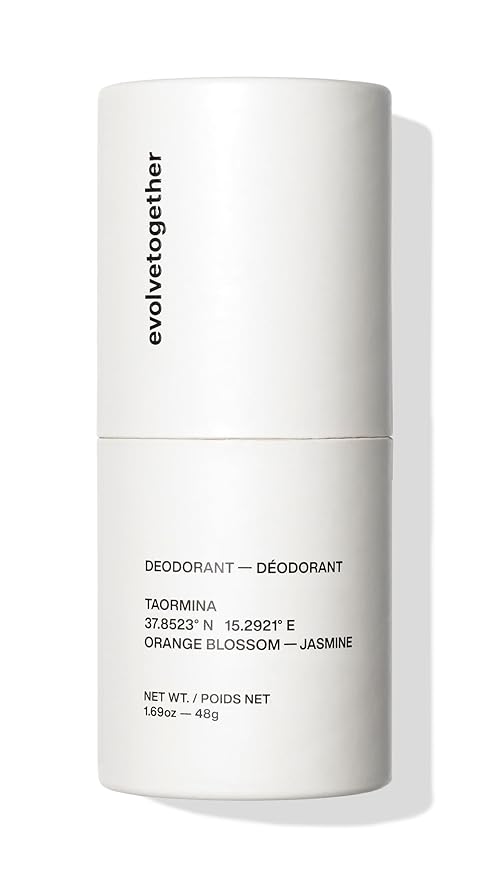 evolvetogether Aluminum Free Natural Deodorant for Women & Men | Orange Blossom & Jasmine | Neutralizes Odors, Soothes Skin | Vegan, Cruelty-Free, Baking Soda Free | Made in USA (Taormina, 1.69 Oz)