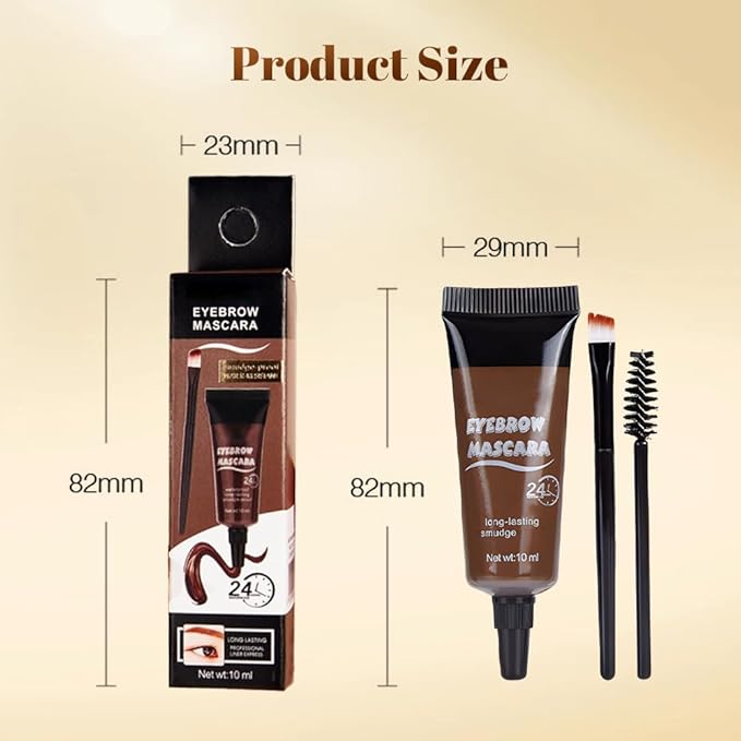 Three Dimensional Eyebrow Dye Cream,Long-lasting Waterproof Smudge-proof Liquid Eyebrow Gel,Thickening Brow Mascara Professional Brow Color Kit (#02)