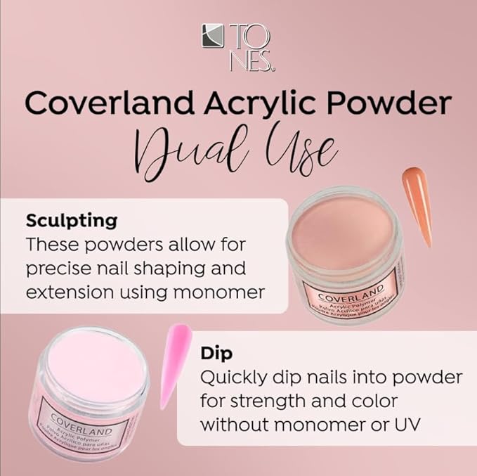 Tones Coverland Acrylic Nail Powder "Midnight Dreams" - Limited Edition Acrylic Powder for Nail Design, Sculpting, and Masking Nail Bed Imperfections - Professional Acrylic Nail Supplies - (1.5 Oz)