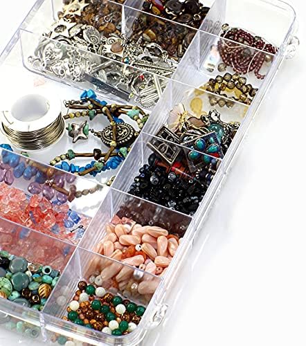 Exptolii 18 Grids Plastic Organizer Box with Dividers, Clear Compartment Container Storage for Beads Crafts Jewelry Fishing Tackles, Size 7.9 x 6.2 x 1.2 in