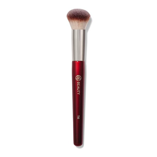 BK BEAUTY 116 SMALL ROUND COMPLEXION BRUSH – Compact Round Makeup Brush for Precise Blending of Cream Blush, Contour, Bronzer & Foundation, Vegan Bristles
