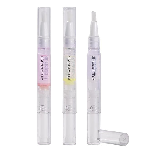 SASSYTIP Nail Strengthen Oil Pen | Fast-Absorbing Cuticle Oil with Biotin & Ginseng | For Brittle & Peeling Nails | Jasmine, Rose, Lemon Scents | Home, Office, Travel Use (3PCS)