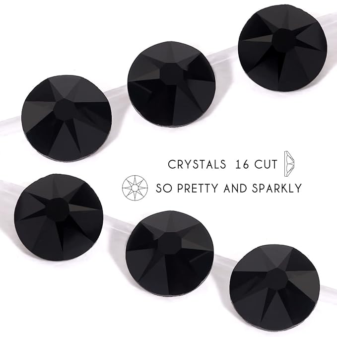 Novani Black Rhinestones 1440pcs Flat Back Round Rhinestone Style 2088 Sparkly Crystal Gemstones for Nail Art and Crafting SS16,3.8-4.0mm