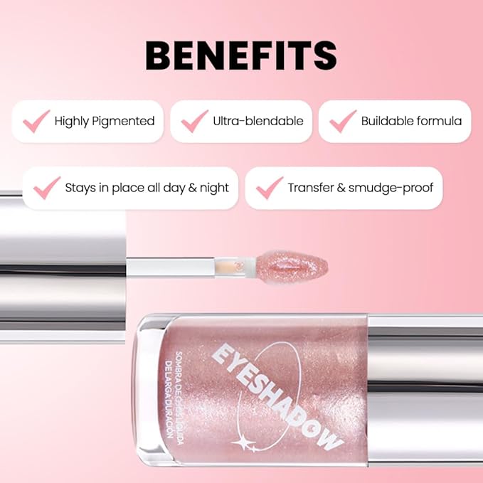 SUAKE Liquid Sparkling Glitter Eye Shadow – Rose Gold Cherry Eyeshadow, Eyeliner, Eyelid Shimmer Highlight Makeup, Highly Pigmented sombra de para ojos,Waterproof Quick-Drying (01Coral#)
