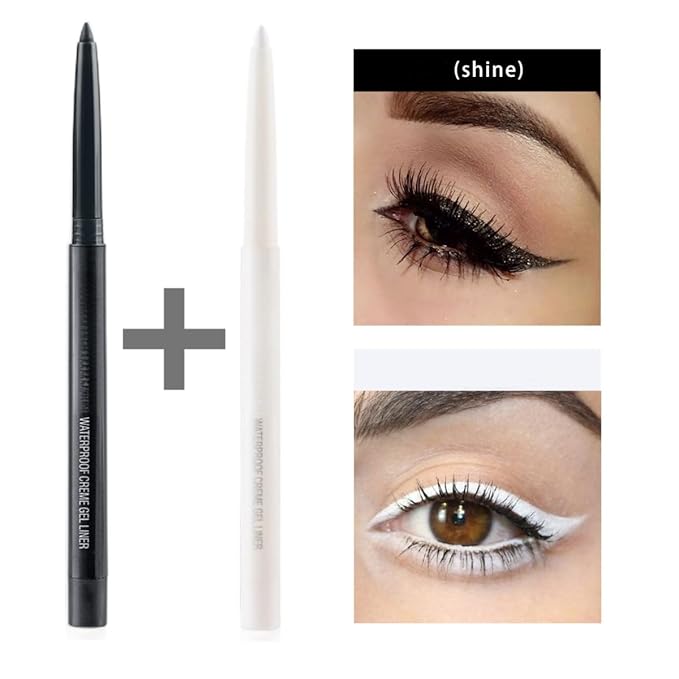 eyeliner pencil retractable eyeliner creamy pigmented smudge proof eye liner pen Black & White