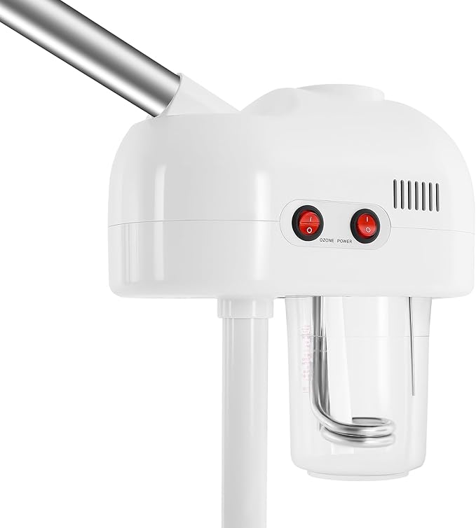 Facial Steamer - Ozone Steamer with 360° Rotatable,on Wheels, Adjustable Height and Angle,Face Steamer for Deep Cleansing and Hydration, Estheticians Steamer for Beauty, Spa and Home Use