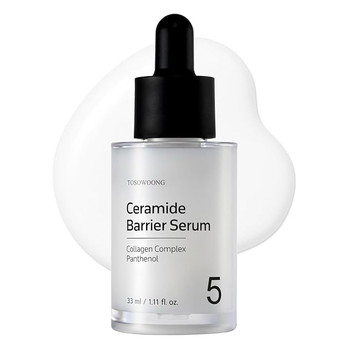 TOSOWOONG Ceramide Barrier Serum, Hydrating Serum for Face, 1,250ppm Ceramide Complex, Niacinamide, Collagen, Panthenol, Centella, Glass Skin, Fragrance-free, Korean Skin Care, 33 ml / 1.11 fl. oz.