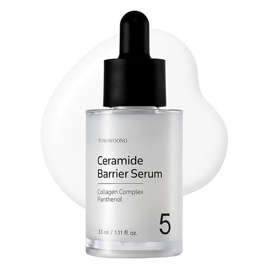 TOSOWOONG Ceramide Barrier Serum, Hydrating Serum for Face, 1,250ppm Ceramide Complex, Niacinamide, Collagen, Panthenol, Centella, Glass Skin, Fragrance-free, Korean Skin Care, 33 ml / 1.11 fl. oz.