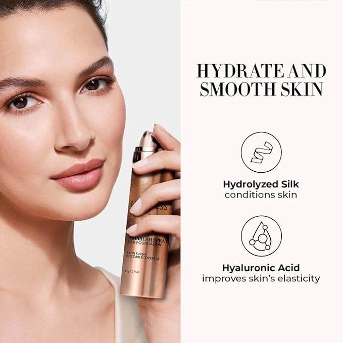 LUMINESS Face Time All In One Makeup Kit - Includes Face Palette, Airbrush Foundation, and Makeup Brush - Long-Wearing, Silky, Soft, Easy to Blend, 3-PC Make Up Set (05 - Medium Warm)