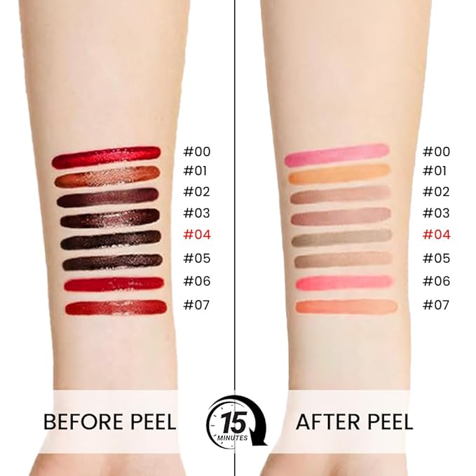 JUAAZIN Matte Liquid Lip Stain Peel Off Lip liner Tattoo, Light Taupe Matte Peel Off Lip Stain, Long Lasting Waterproof Lipstick Lip Gloss Stain, Transfer-proof for All Skin Types, 0.12 fl oz 04#