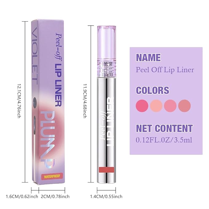 JUAAZIN Matte Lip Stain Peel Off Lip liner Tattoo, Fuchsia Liquid Lips Gloss Peel Off Masque, for Women Long Lasting Waterproof Lipstick Lip Tint Stain, Transfer-proof for All Skin Types 04#