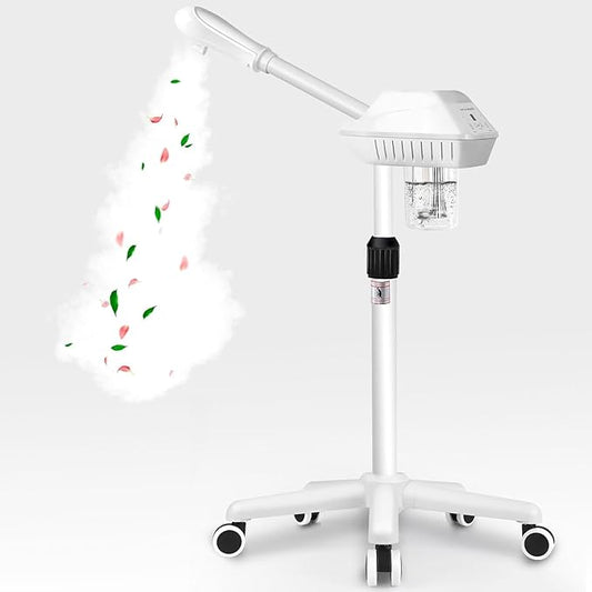 Professional Facial Steamer, Ozone Spa Face Steamer on Wheels, Adjustable Height and Angle,Estheticians Steamer More Steam,Hot Mist Facial Humidifier Atomizer for Spa Beauty, Home Use