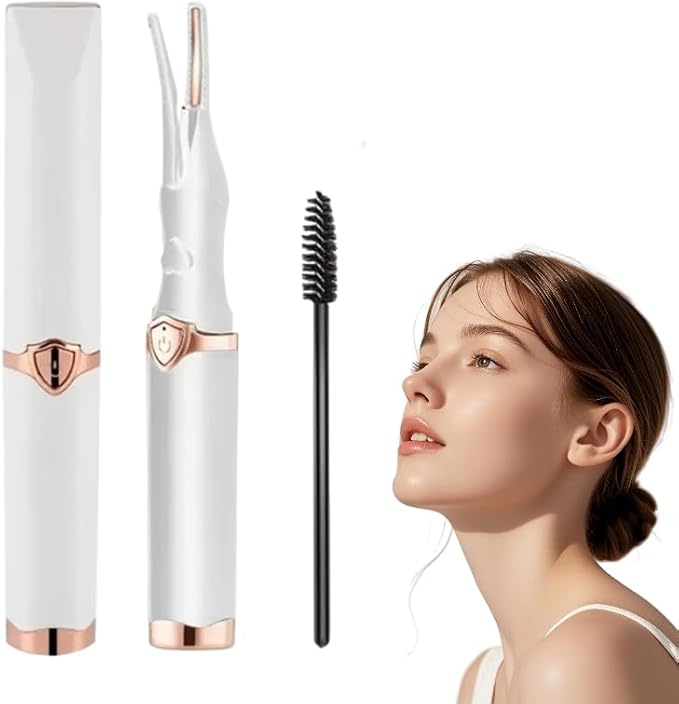 Heated Eyelash Curlers, Rechargeable Electric Heated Eyelash Curler, Rapid Temperature Control for Quick Natural Long, Portable Curling Wand for Travel (White)