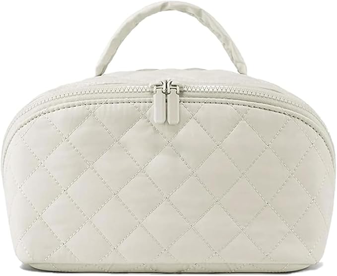 Feilium Travel Makeup Bag, Wide Open Expandable Lay-Flat Cosmetic Case, Padded Organizer for Toiletries & Brushes Large Capacity with Compartments