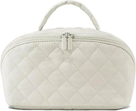 Feilium Travel Makeup Bag, Wide Open Expandable Lay-Flat Cosmetic Case, Padded Organizer for Toiletries & Brushes Large Capacity with Compartments